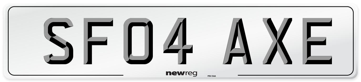 SF04 AXE Number Plate from New Reg